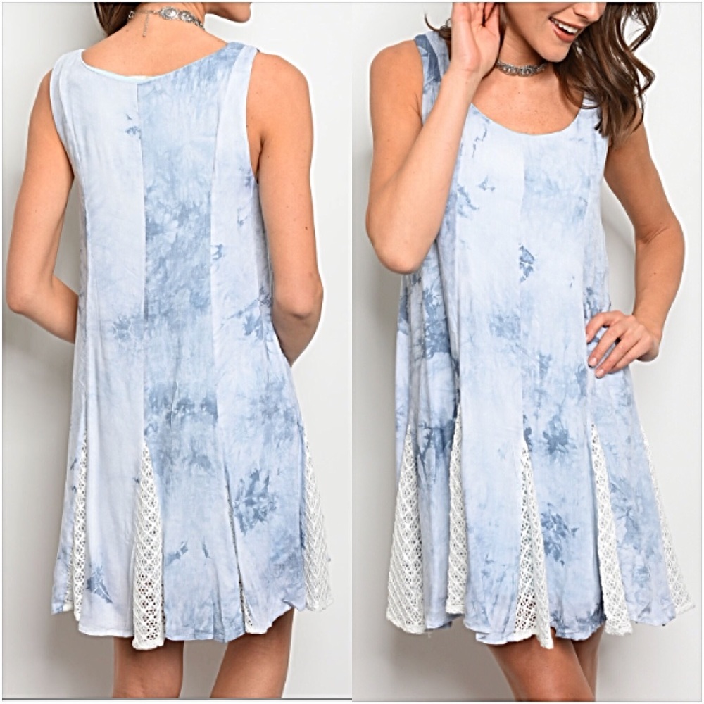 Lace Tie Dye Flowy Shift Dress SL - Picture 6 of 6